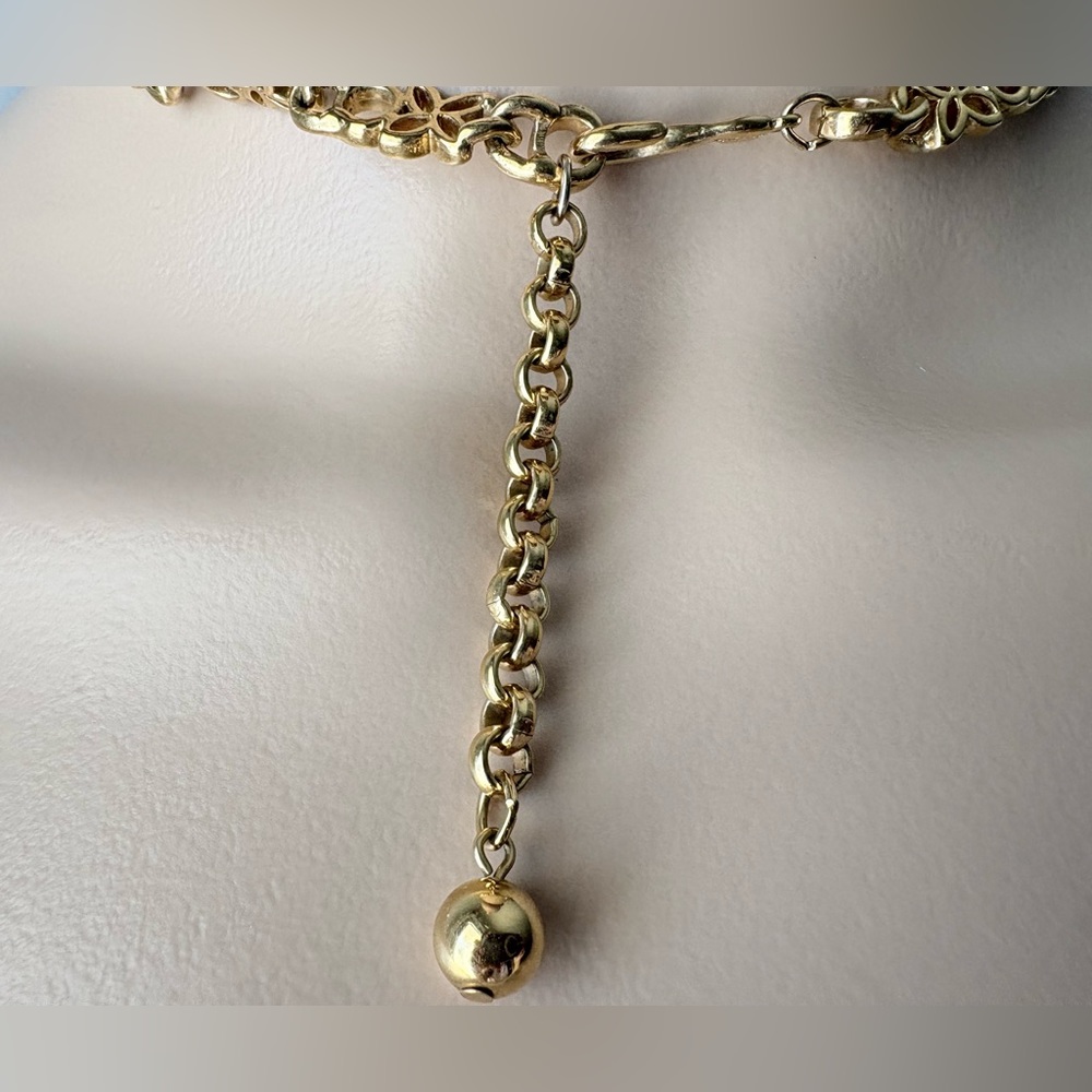 NAPIER Vintage Signed Rare Gorgeous Floral Clear Crystal Gold Necklace. - Picture 3 of 10